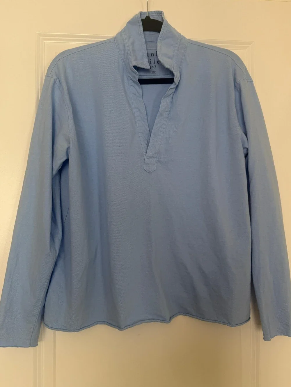 NWOT Frank & Eileen Patrick Cotton Jersey Long-Sleeve Blue Top